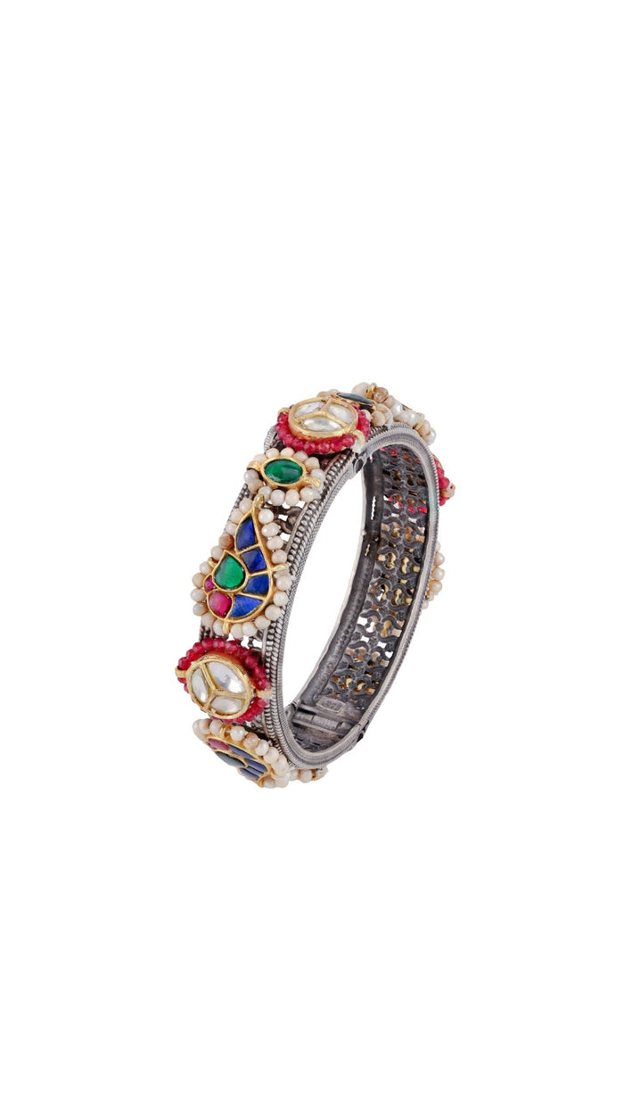 Navratna Style 925 Sterling Silver Bangles