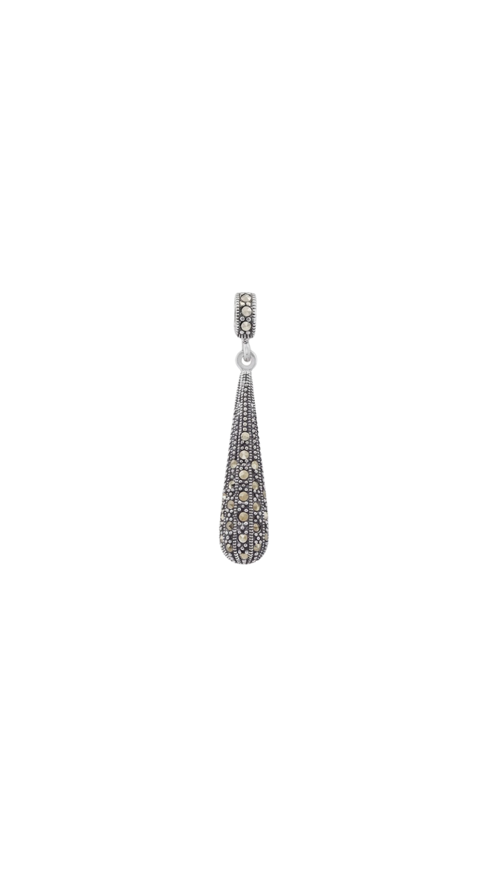 Shiny Raindrop 925 Silver Pendant with Earrings