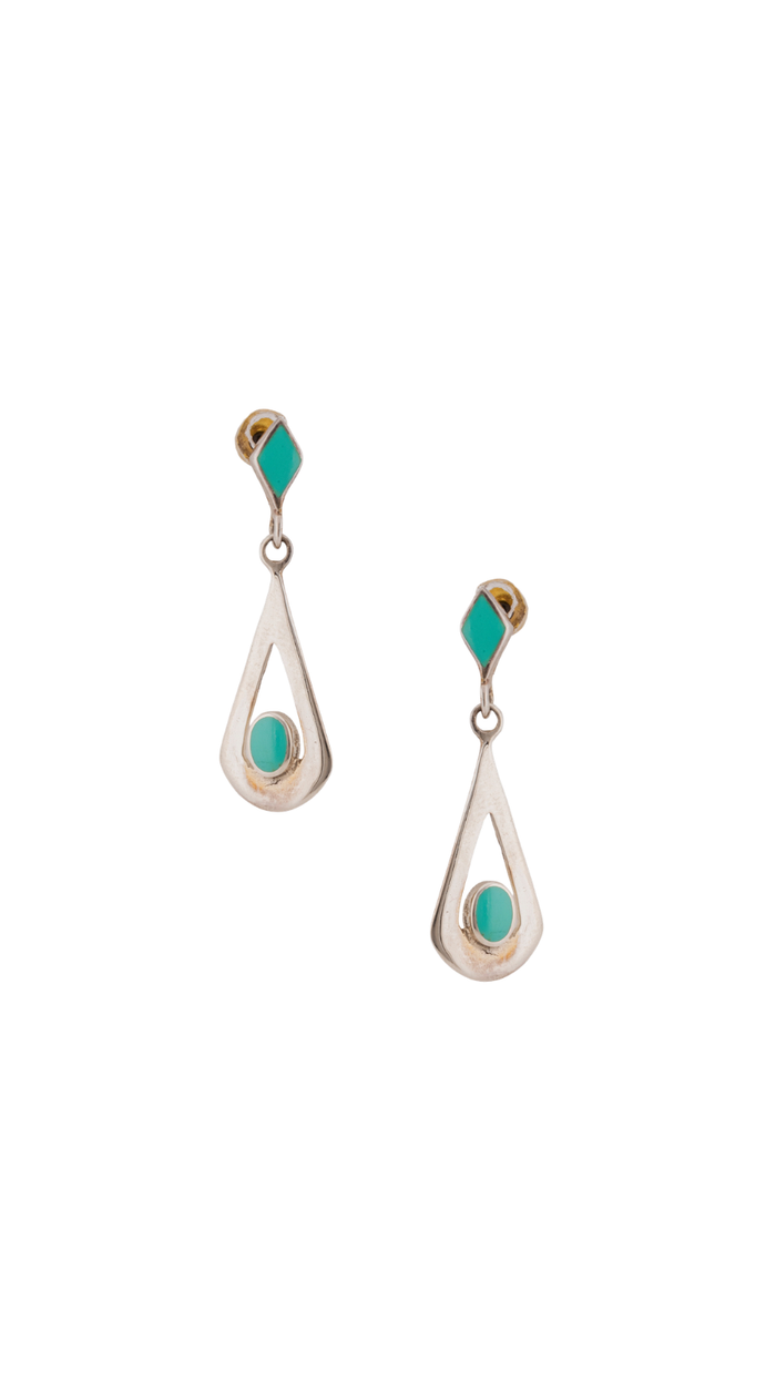 Minimalist Turquoise Silver Earrings