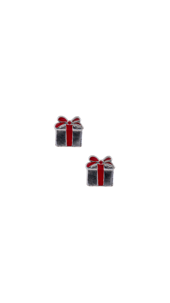 Silver 925 Red Ribbon Gift Studs