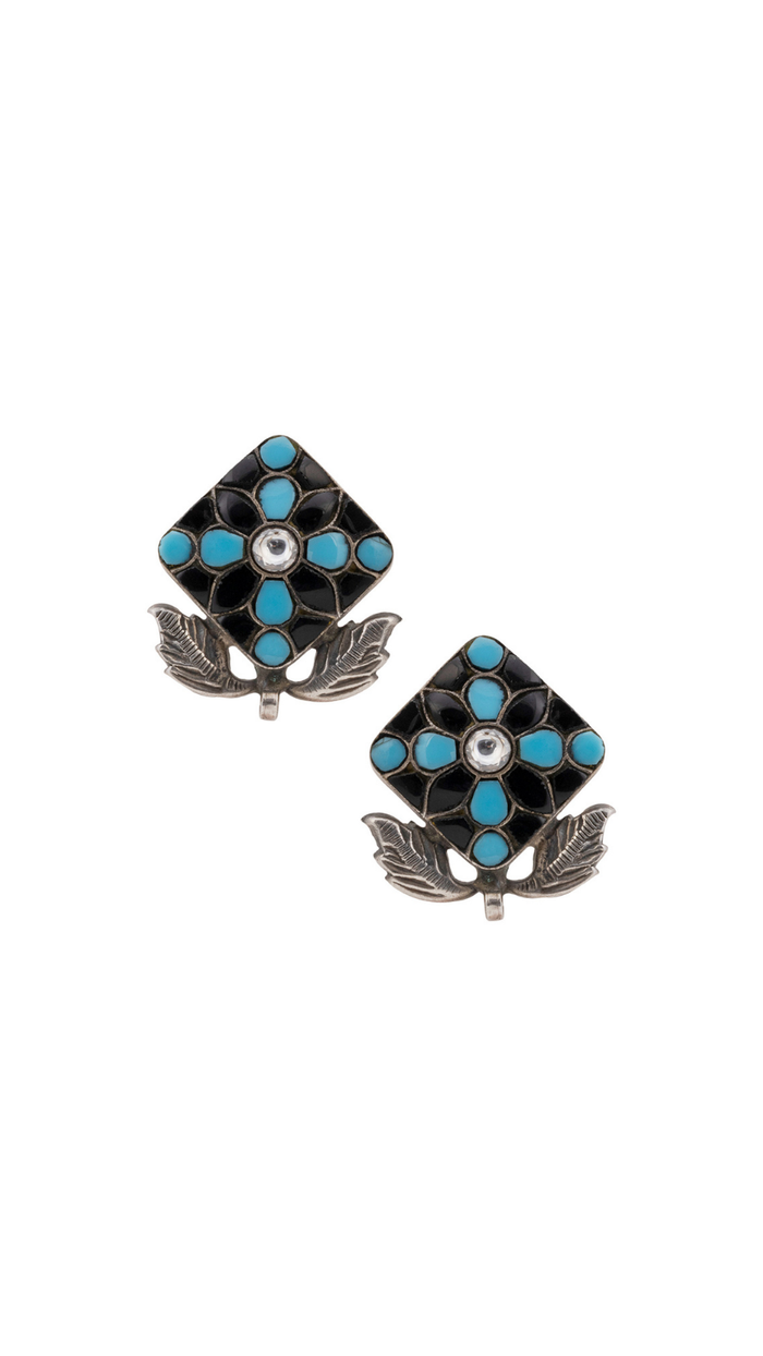 Meenakari Square Stud Earrings