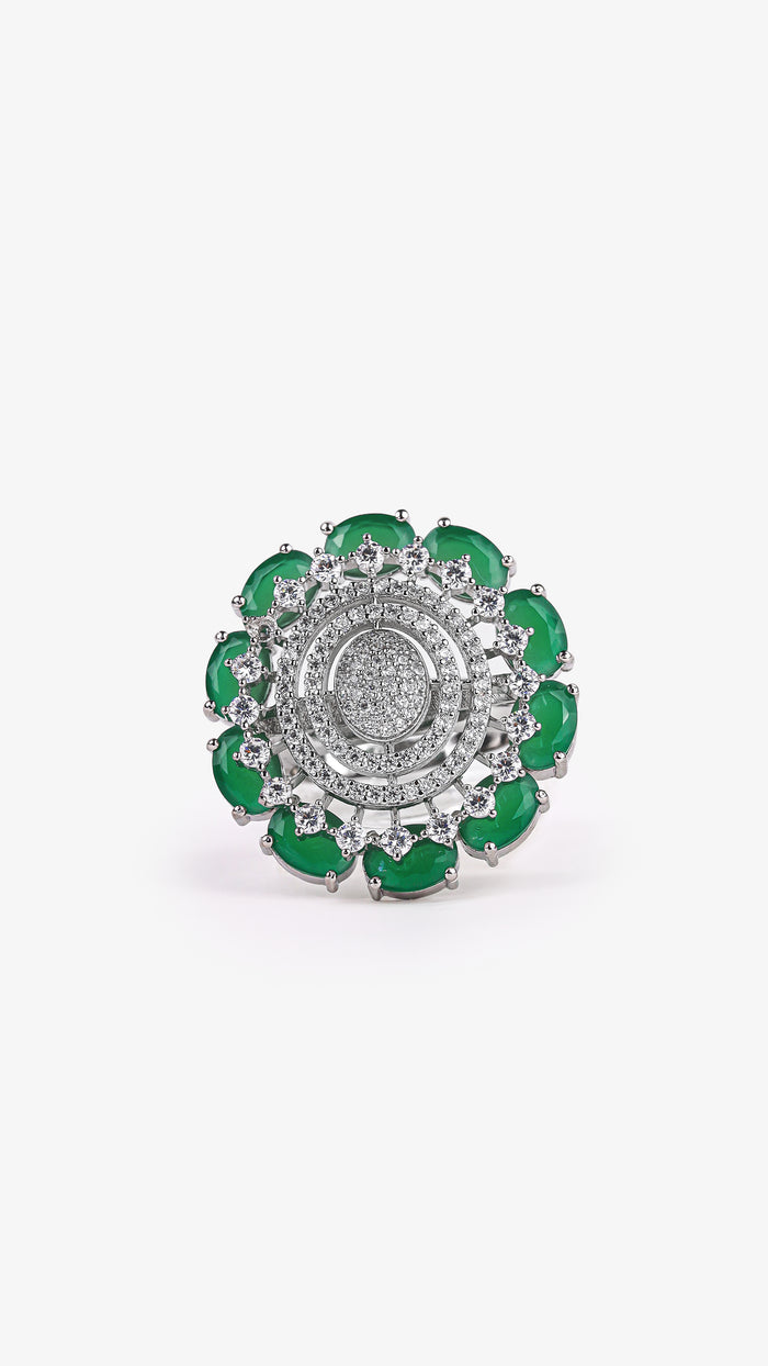 Green Cocktail Statement Ring