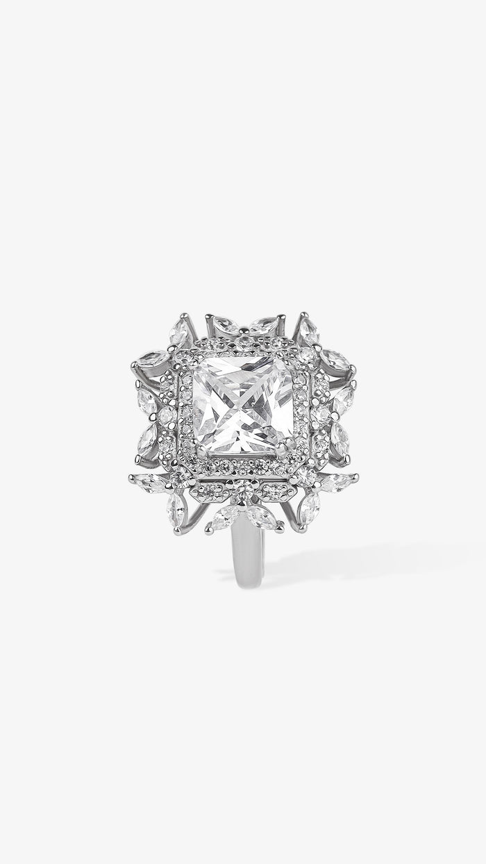 Vintage Floral Halo 925 Silver Ring