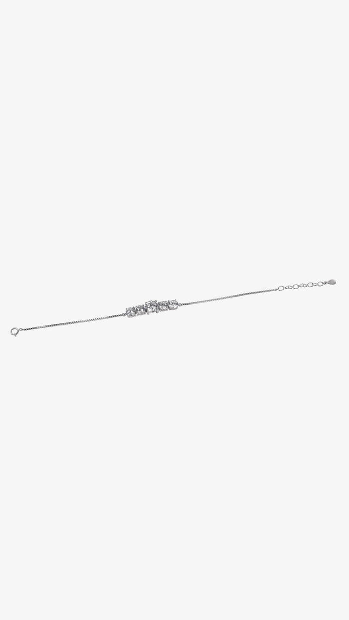 Radiant Five-Stone 925 Sterling Silver Bracelet