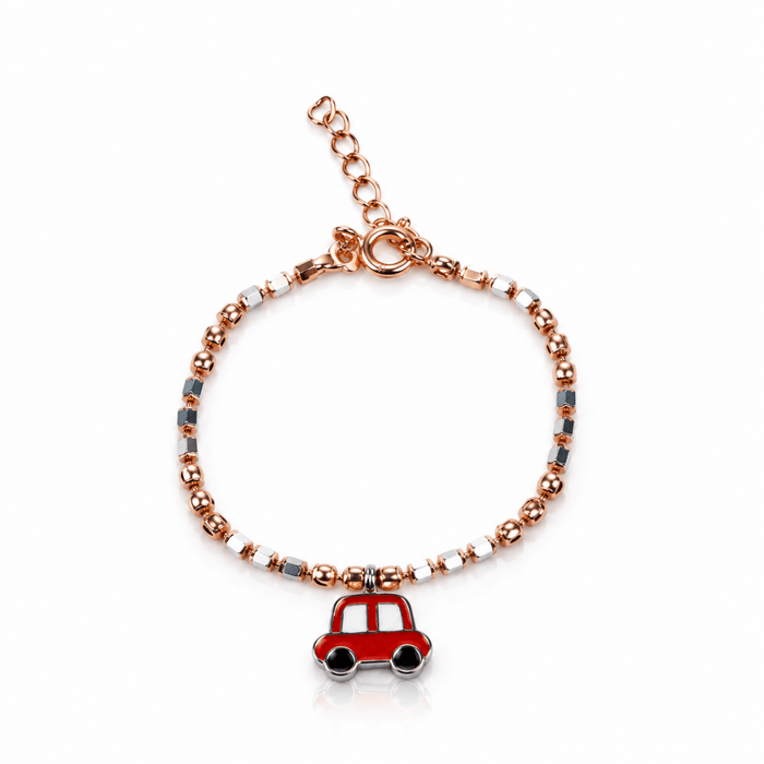 925 Silver Baby Bracelet with Red Car Charm