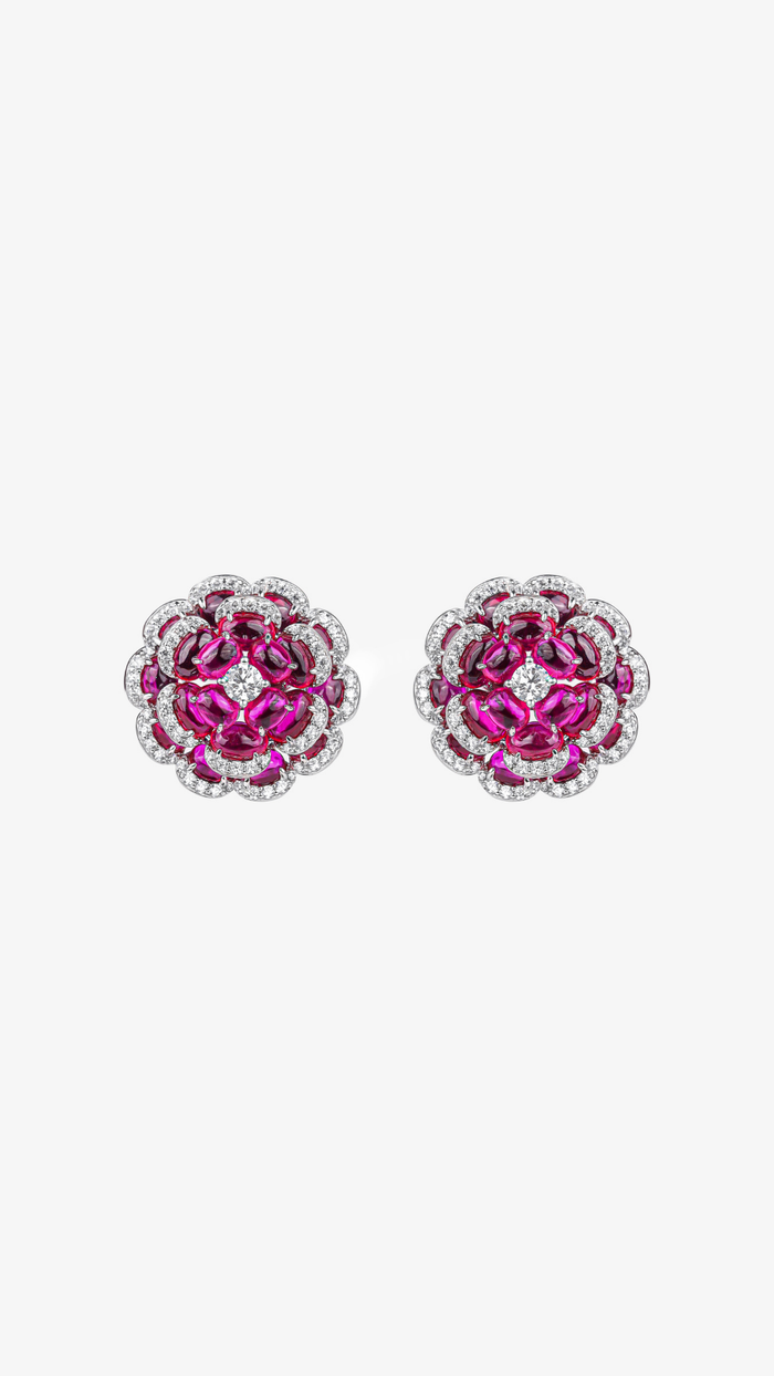 925 Silver Floral Pink Cocktail Stud Earrings