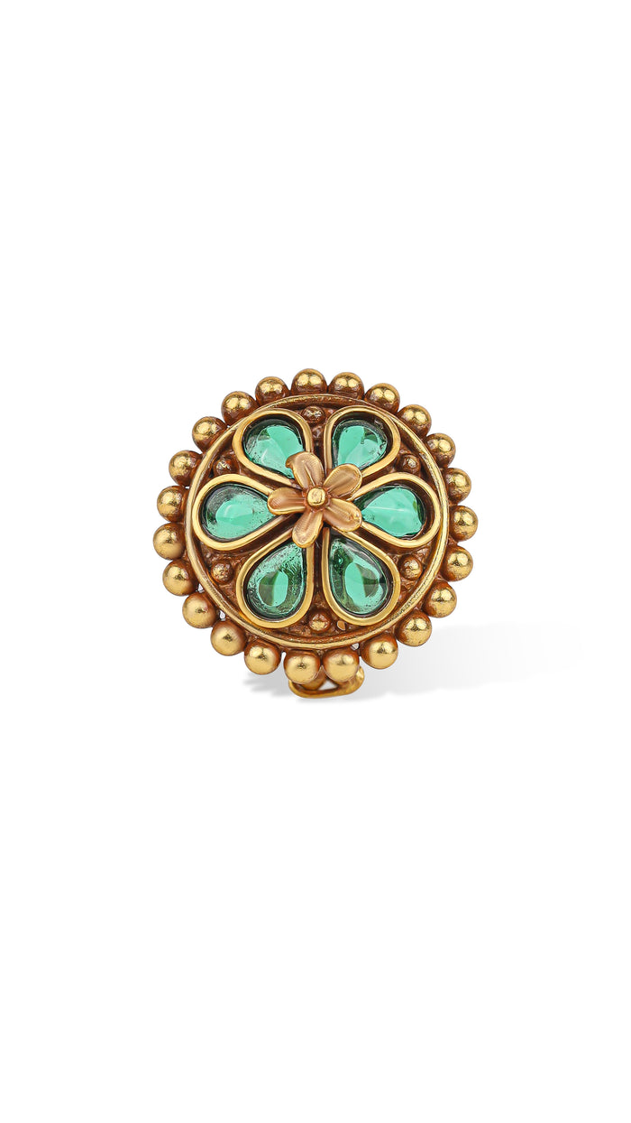 925 Silver Gold Polish Ethnic Ring