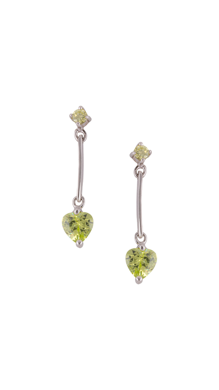 Lime Heart Drop Earrings