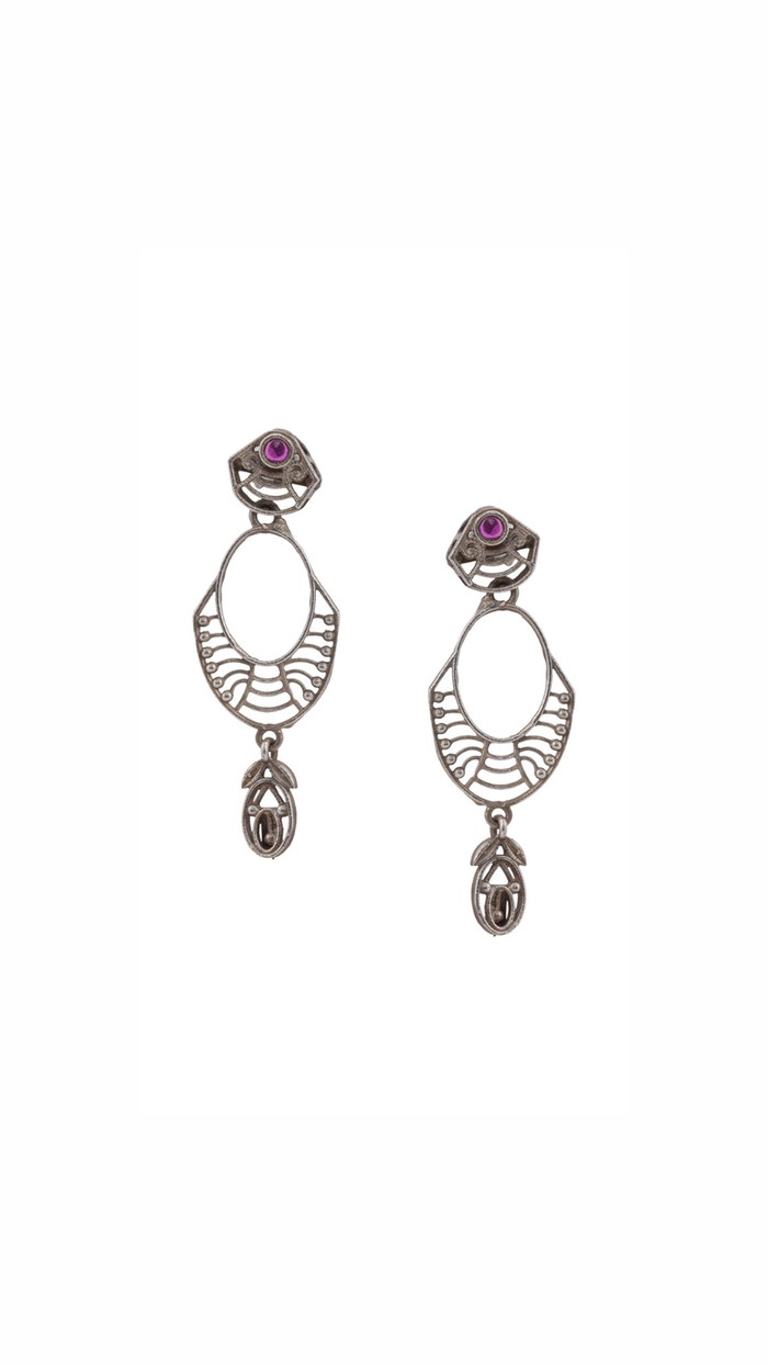 Oxidised Openwork Drop Earrings