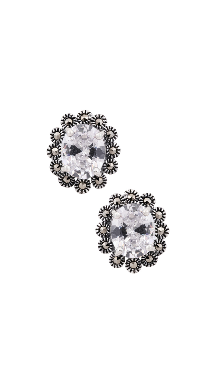 Crystal Flower Stud Earrings