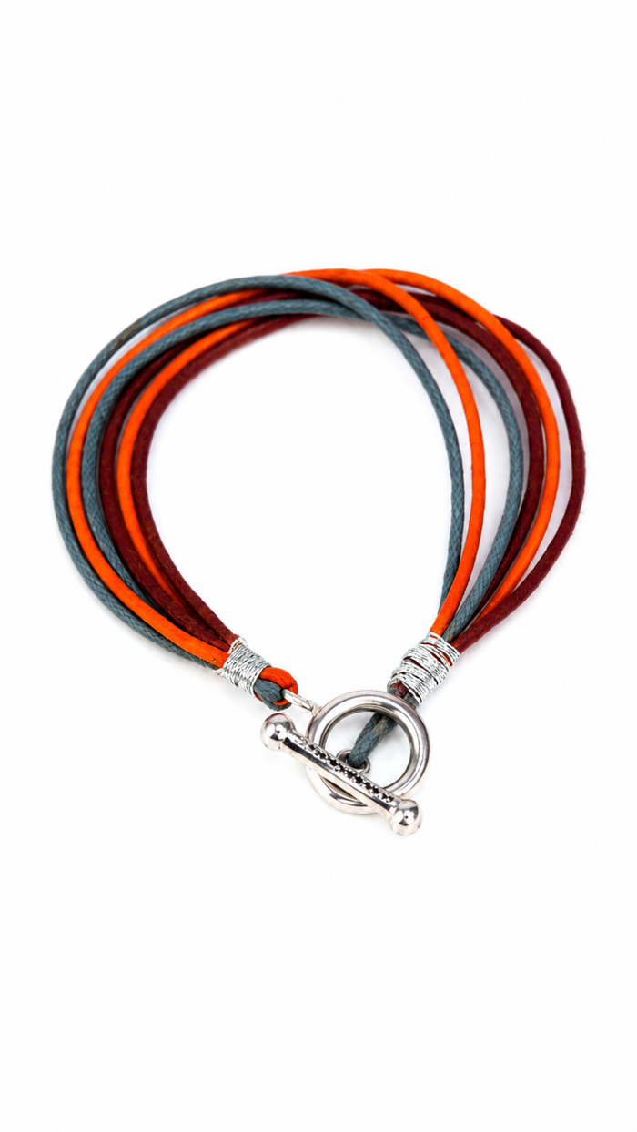 Contemporary Multi-Strand Cord Designer Silver Rakhi Bracelet