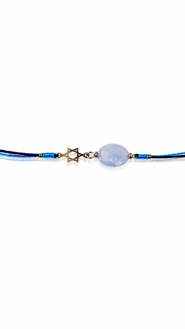 Designer Sterling Silver Star Rakhi with Blue Gemstone