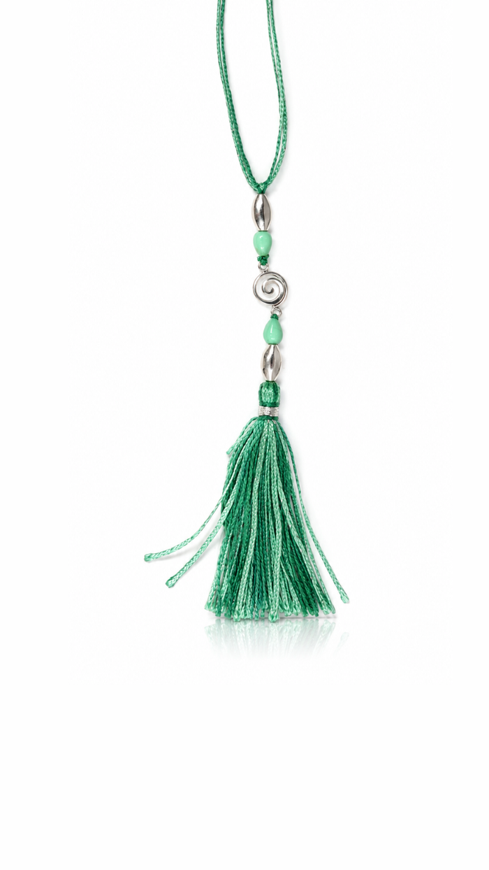 Mint Green Tassel 925 Silver Lumba Rakhi
