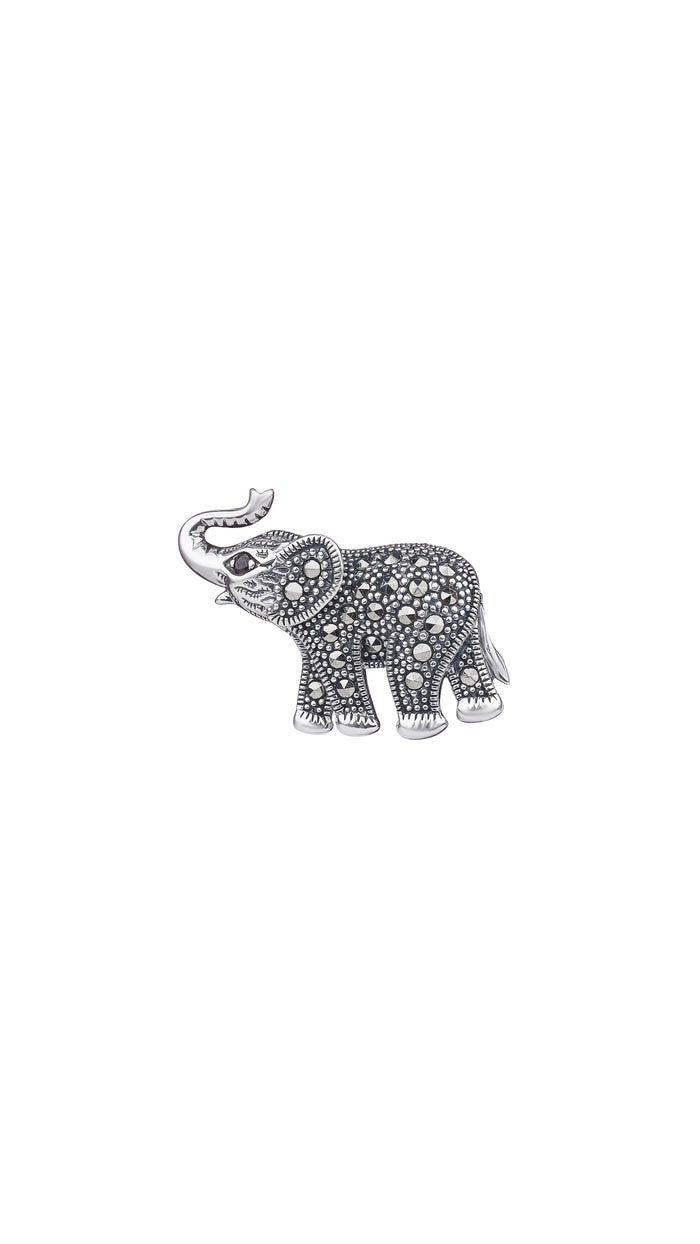 925 Silver Elephant Motif Silver Brooch