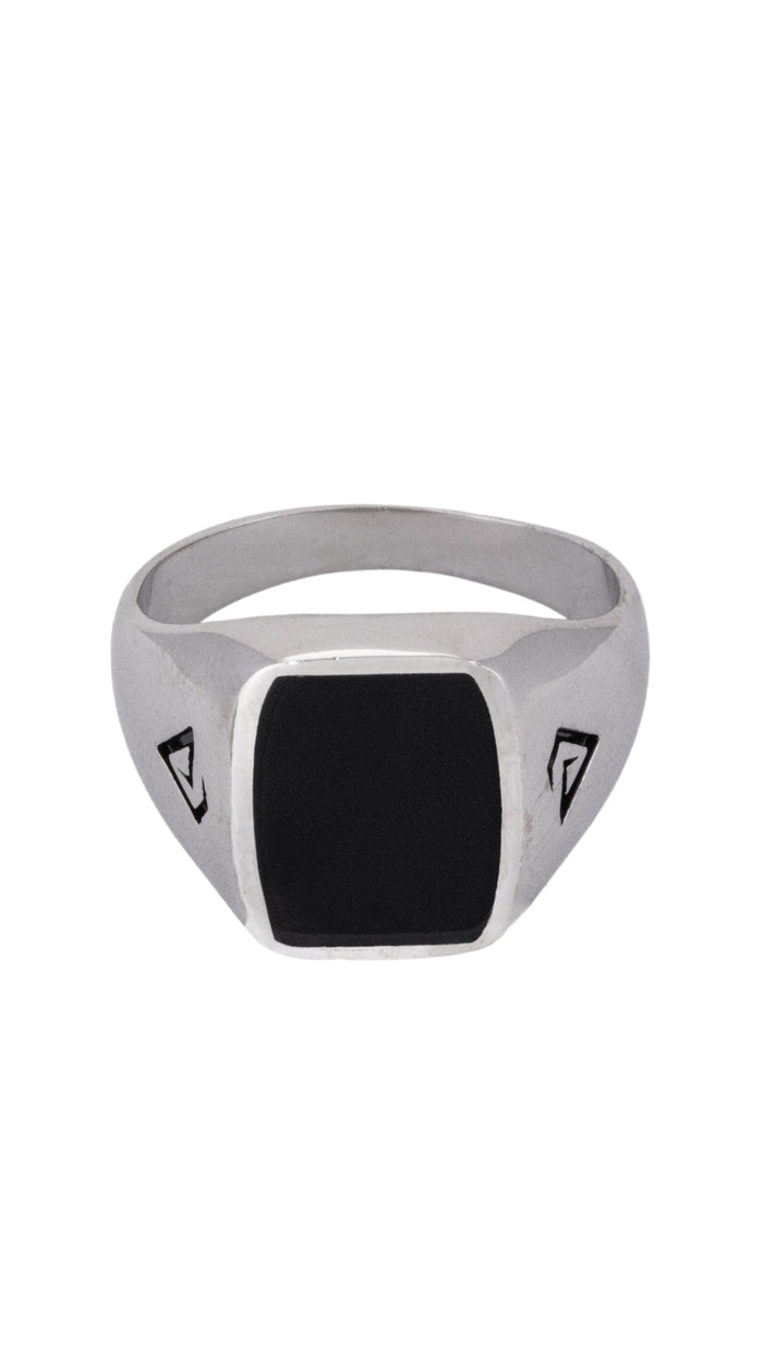 Square Onyx 925 Silver Ring