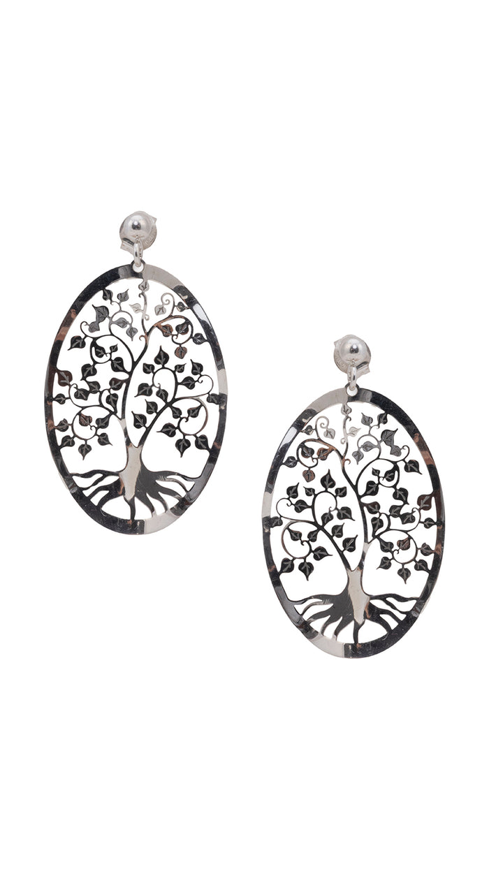 Tree of Life Silver Dangler Earrings
