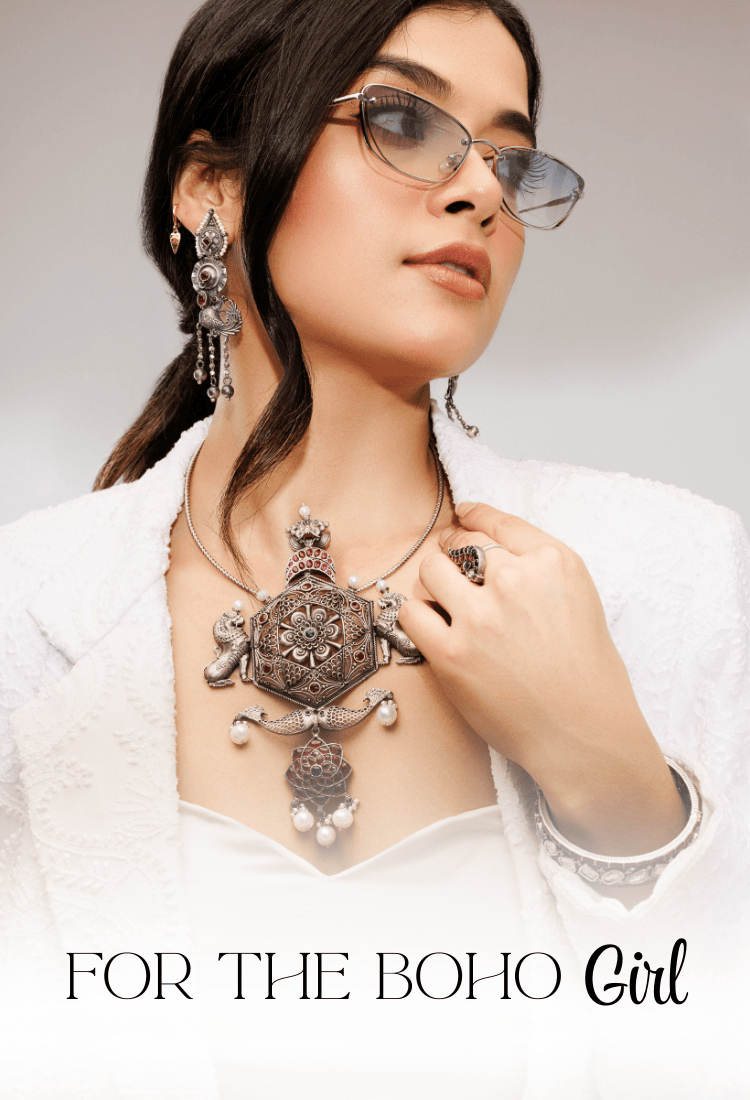 925 sterling silver jewellery for women, handcrafted at AJB Silver Arte's Lucknow boutique