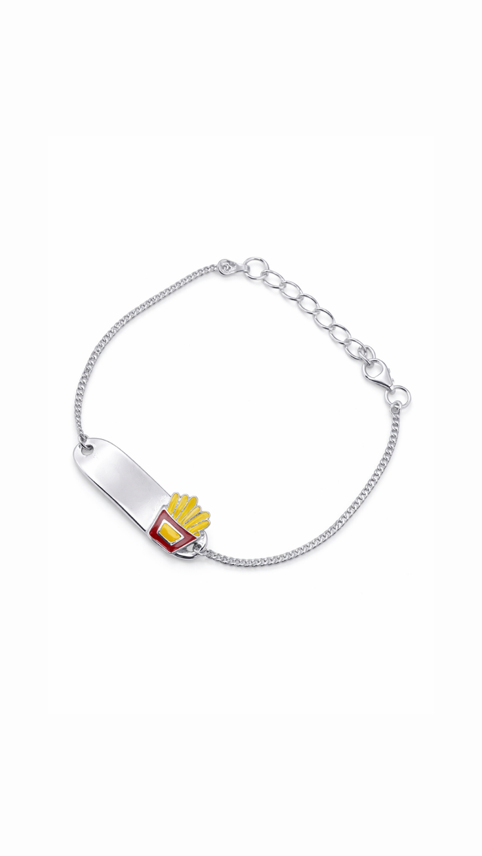French Fries Silver Kids Bracelet