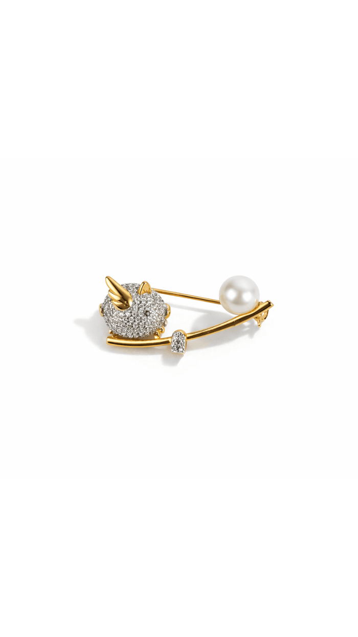 The Golden Bird & Pearl Lapel Pin