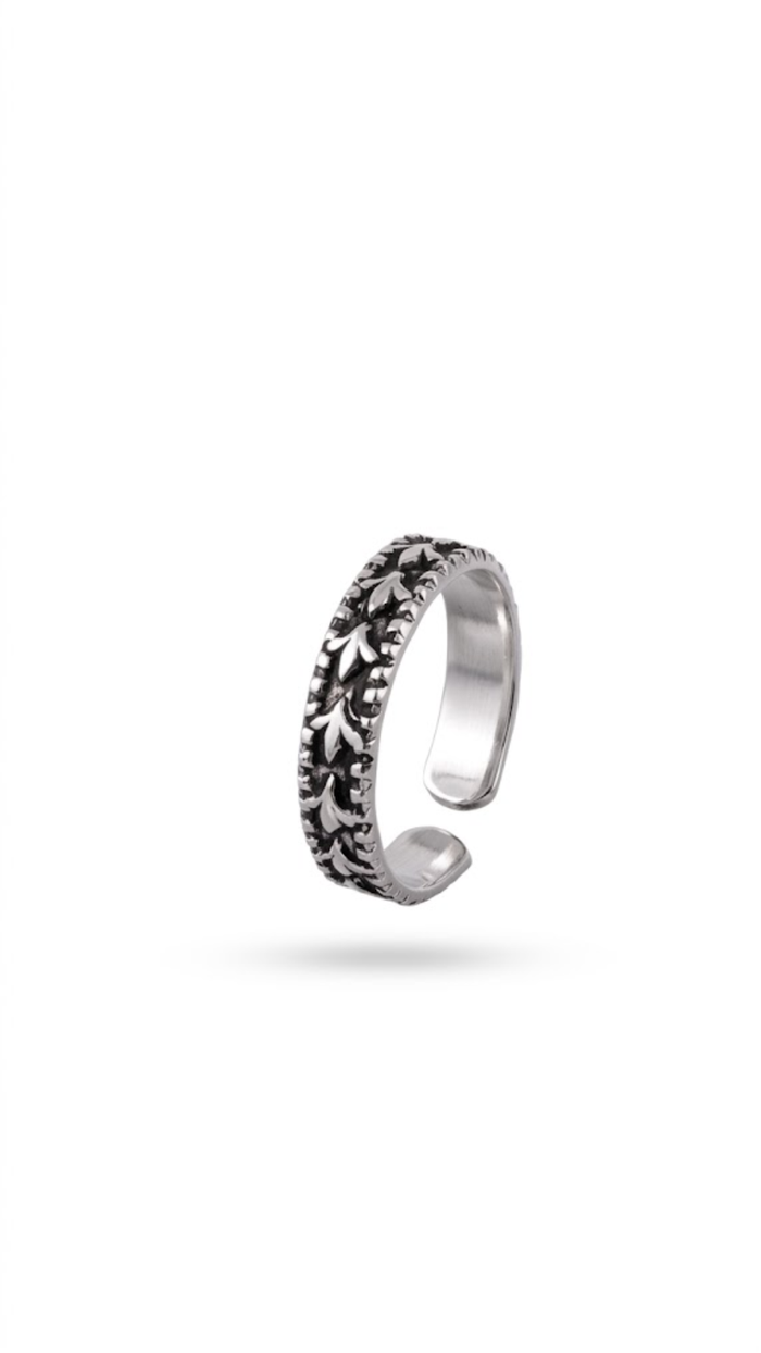 Floral Vine Oxidized Toe Ring