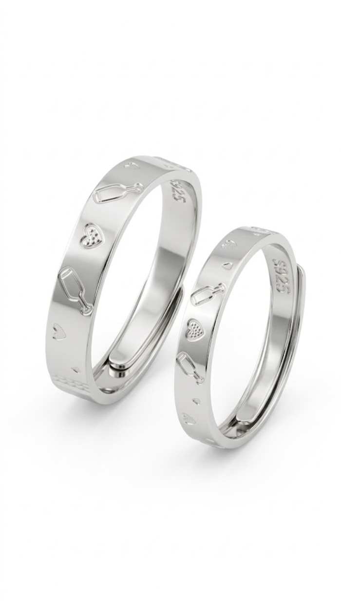 Stronger Together 925 Silver Couple Ring