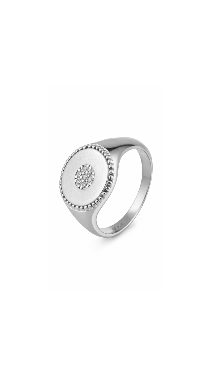Men's Sparkling 925 Silver Signet Ring