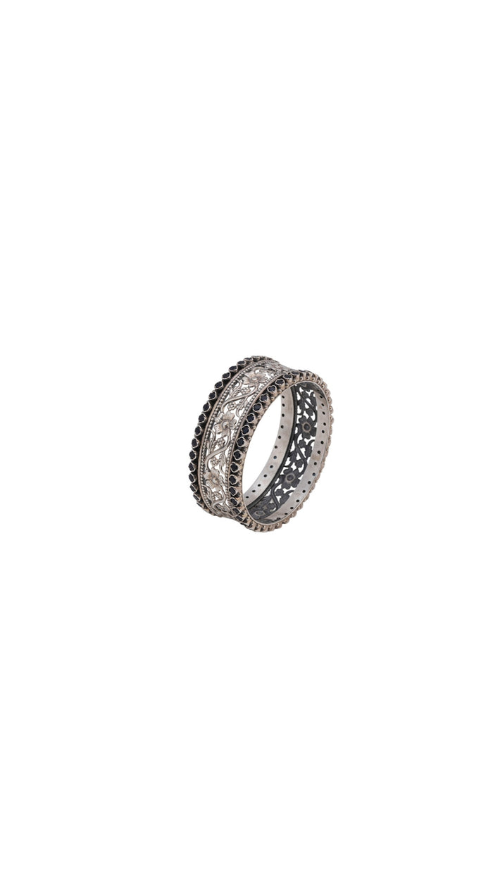 Floral Cut-Out 925 Silver Bangle