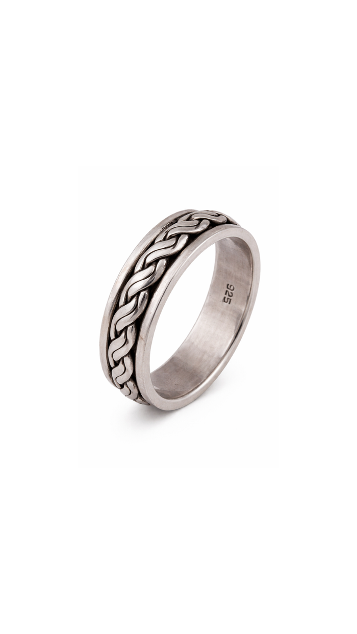 Men's Braided 925 Silver Ring