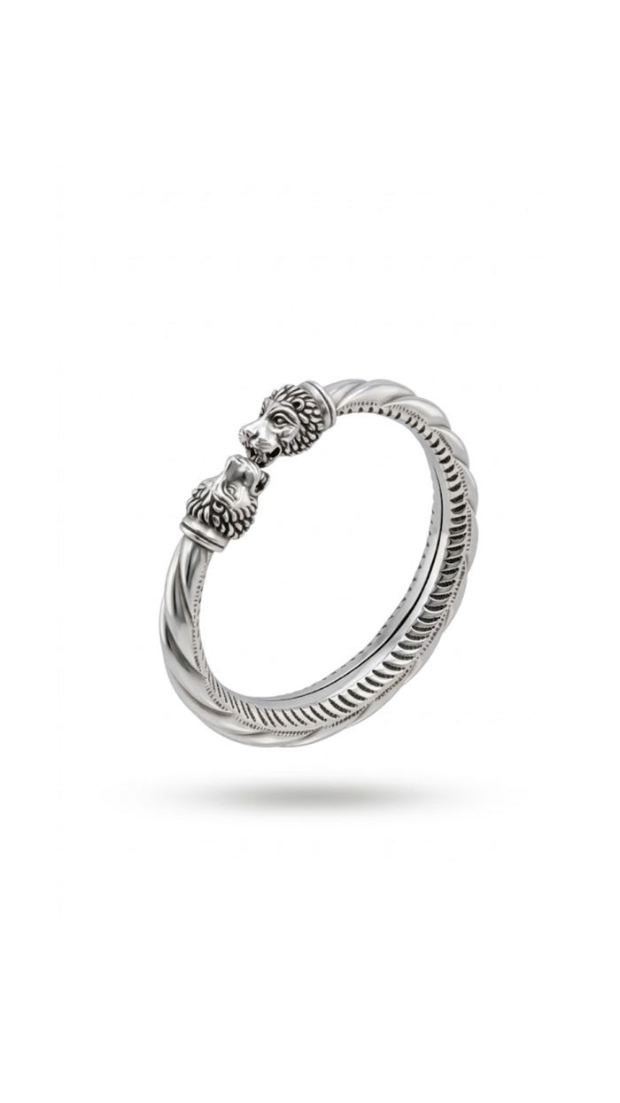 Majestic Lion Head 925 Sterling Silver Bangle