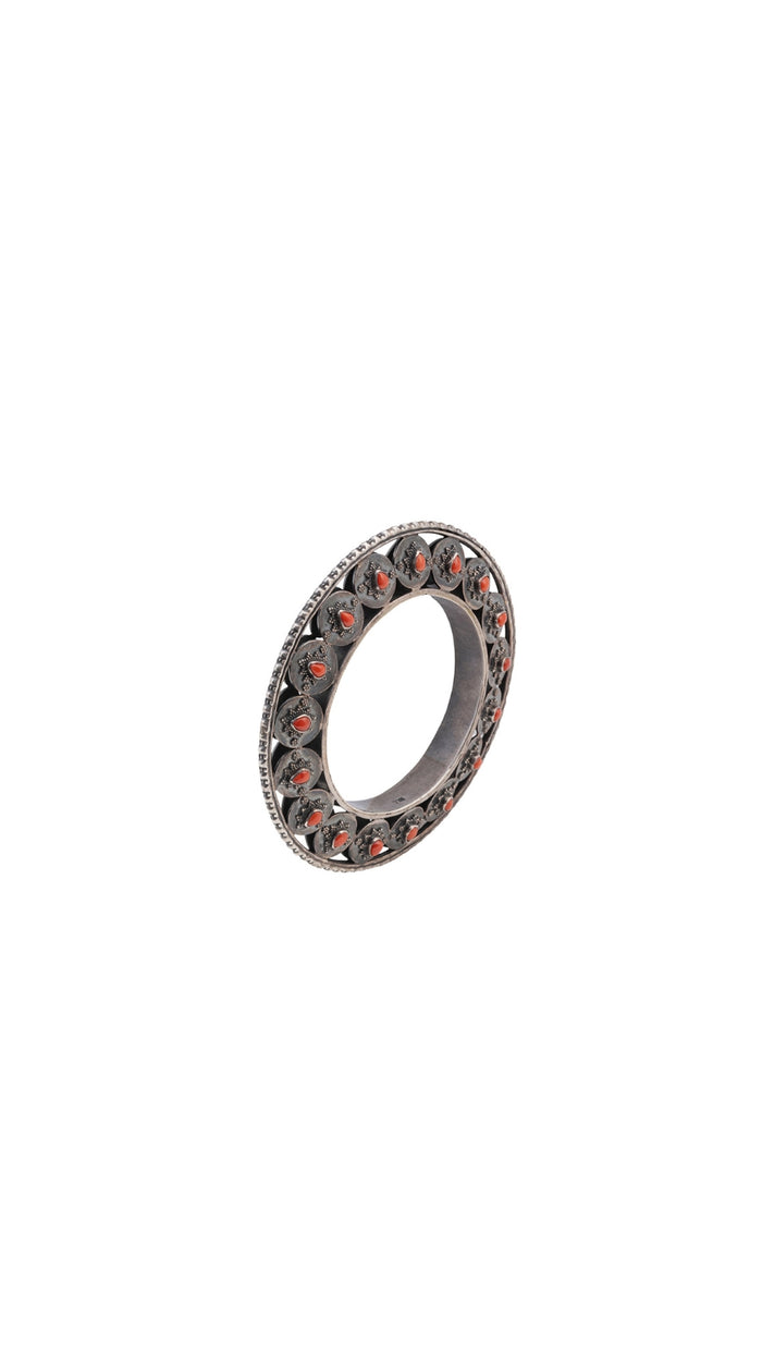 Vintage Coral 925 Sterling Silver Bangle
