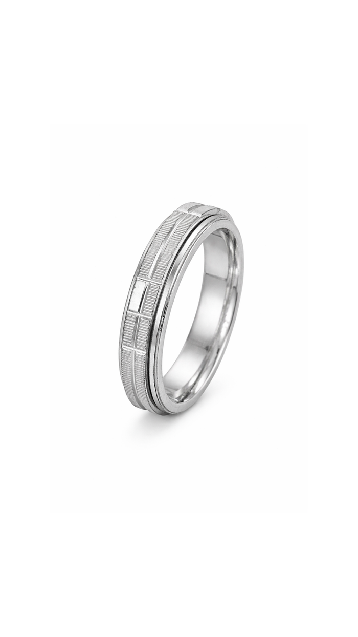 Men's Grid Textured 925 Silver Ring