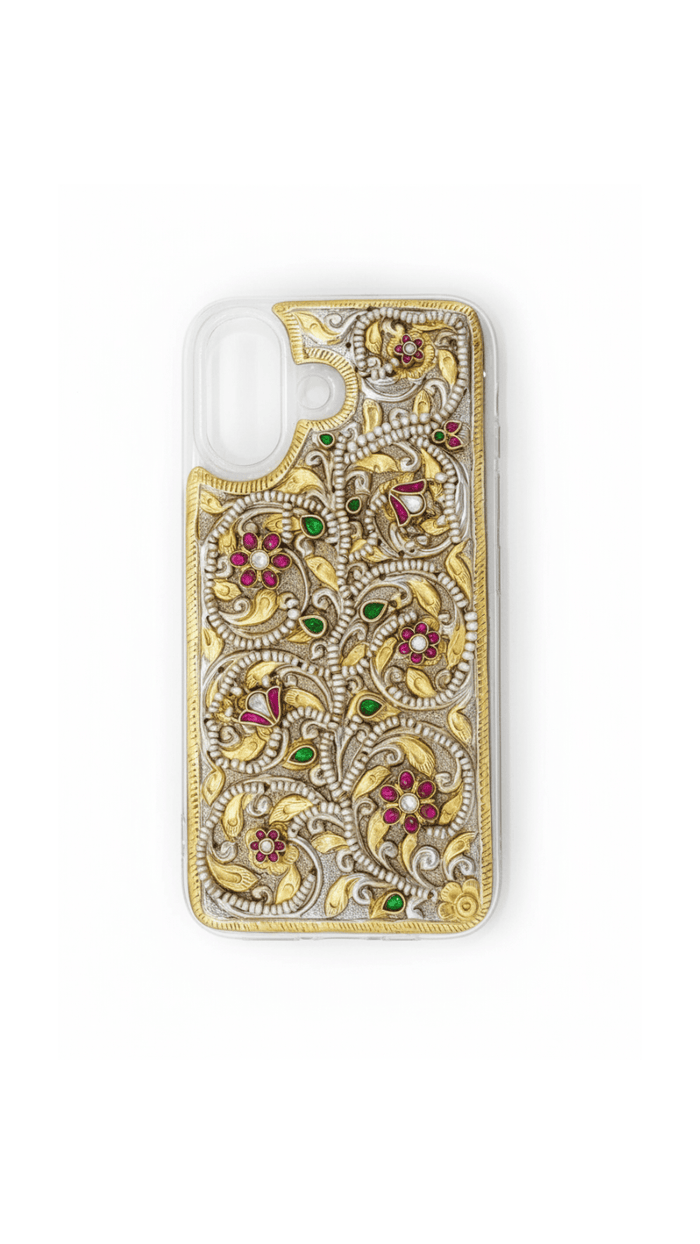 925 Two Tone Gold Polish iPhone Mobile Cover