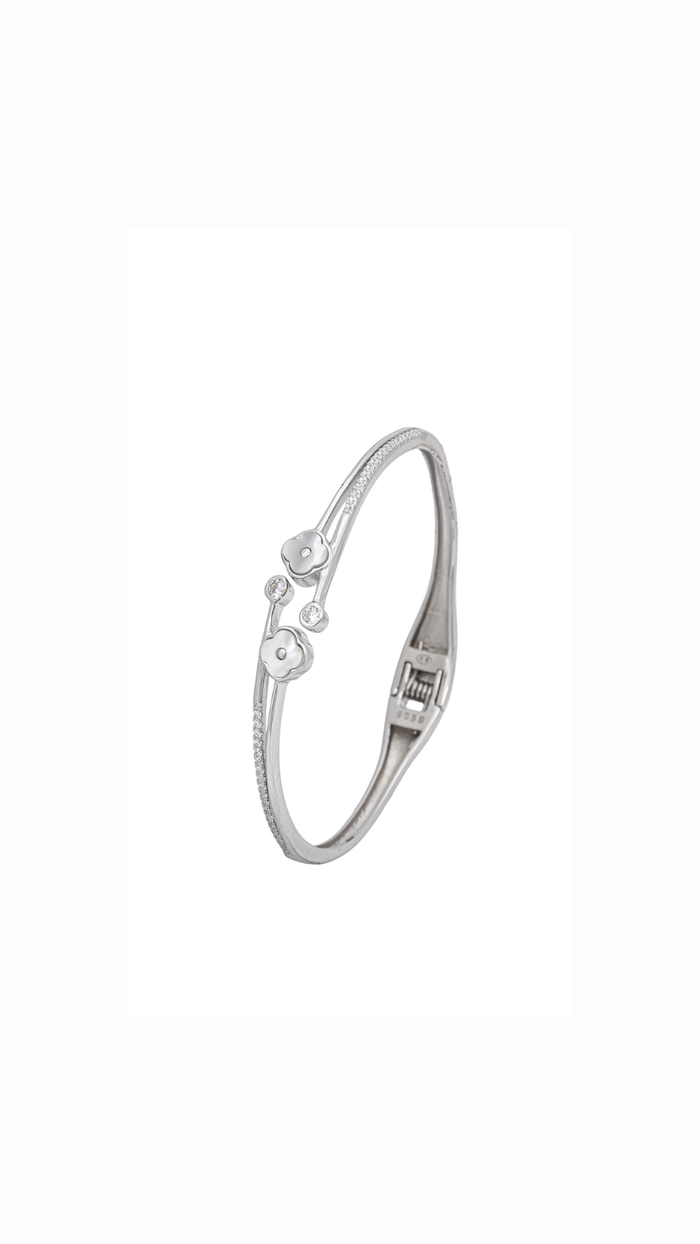 Floral Silver Bangle