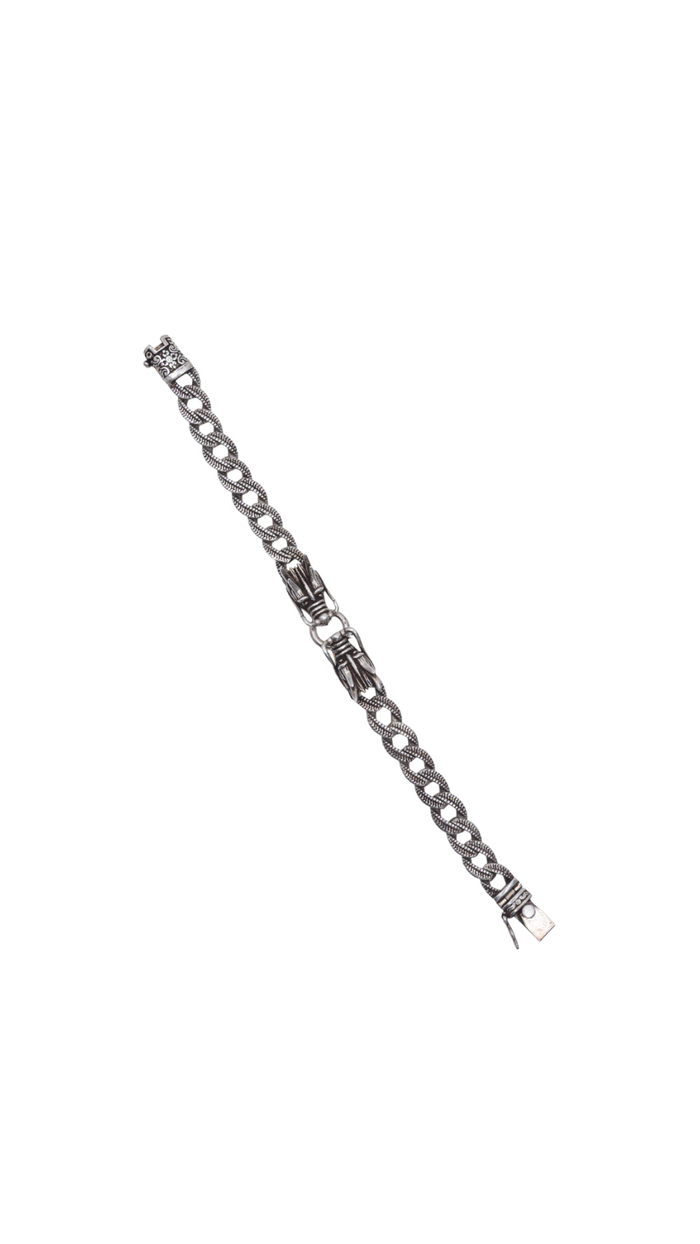 Eagle Head Silver Curb Chain Bracelet for Men