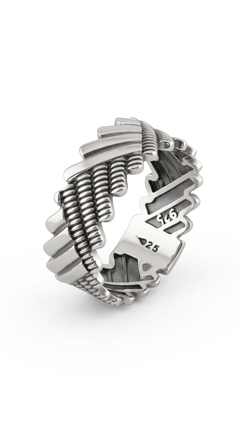 AJB Silver Arte Oxidised 925 Silver Band