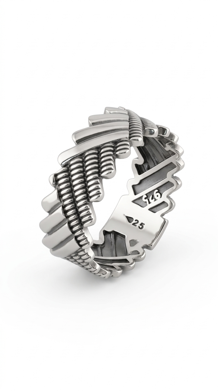 Oxidised 925 Silver Band