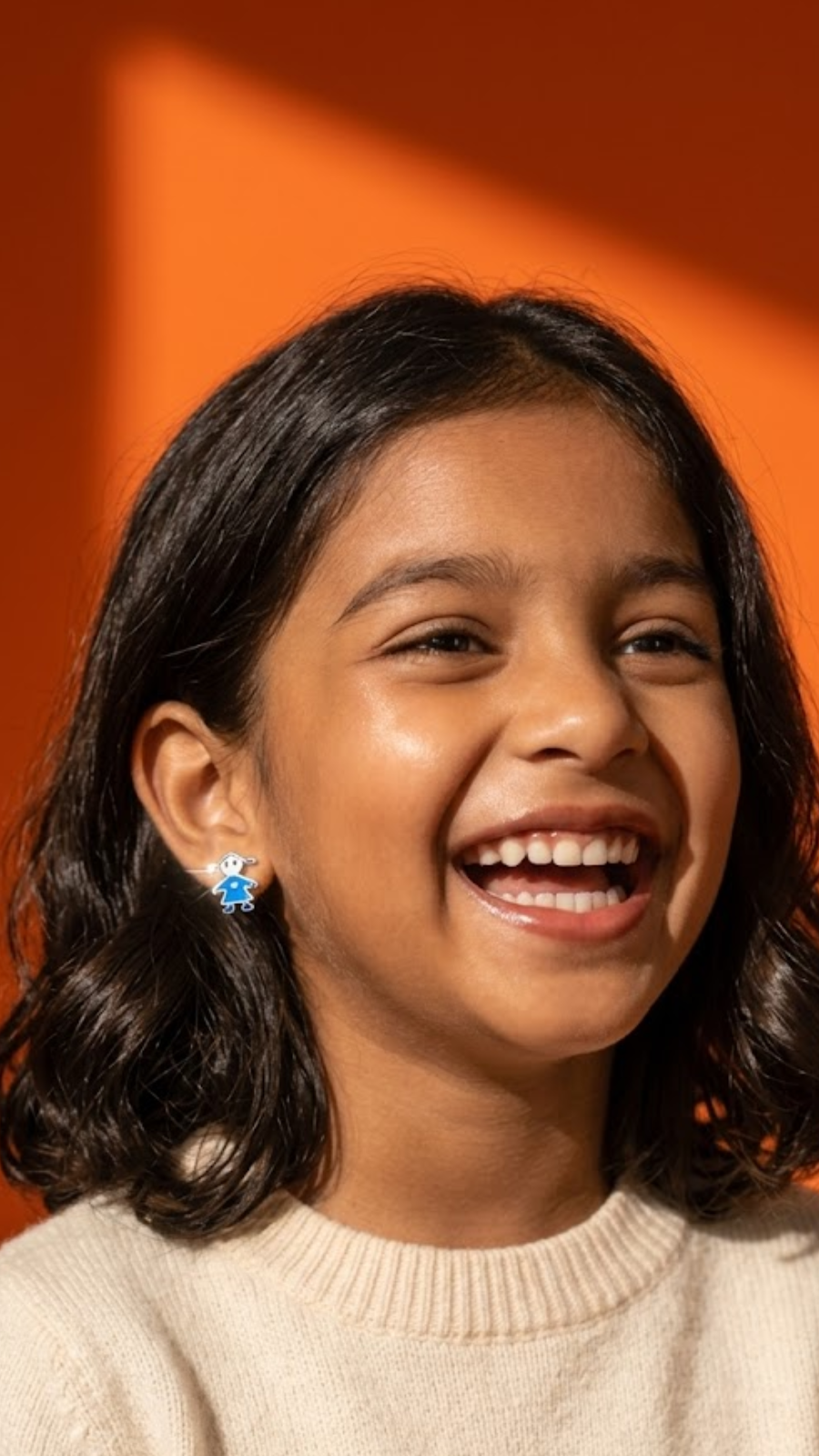 AJB Silver Arte Little Girl Blue Enamel Studs