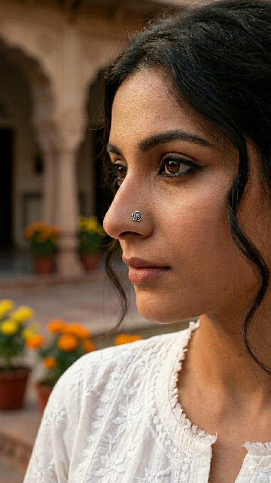 925 Silver Oxidised Rose Nose Pin