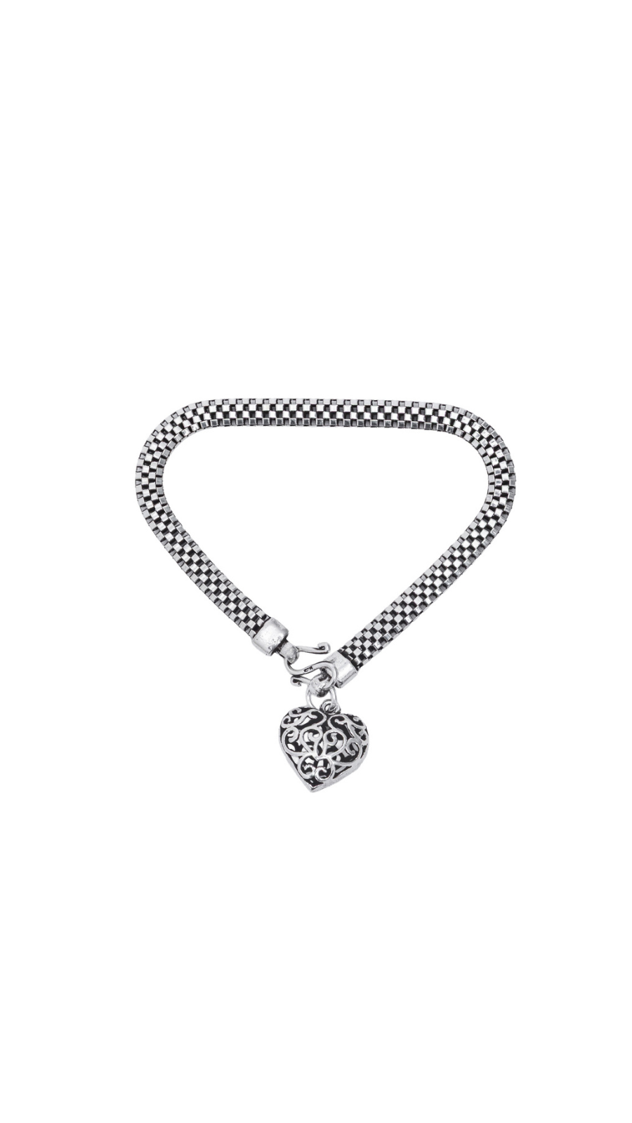 Intricate Filigree Heart Charm Bracelet