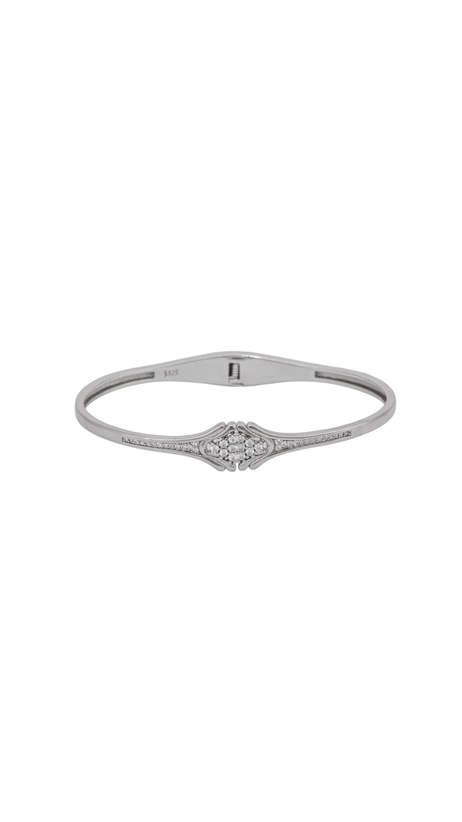Brilliant CZ Cluster Sterling Silver Bangle