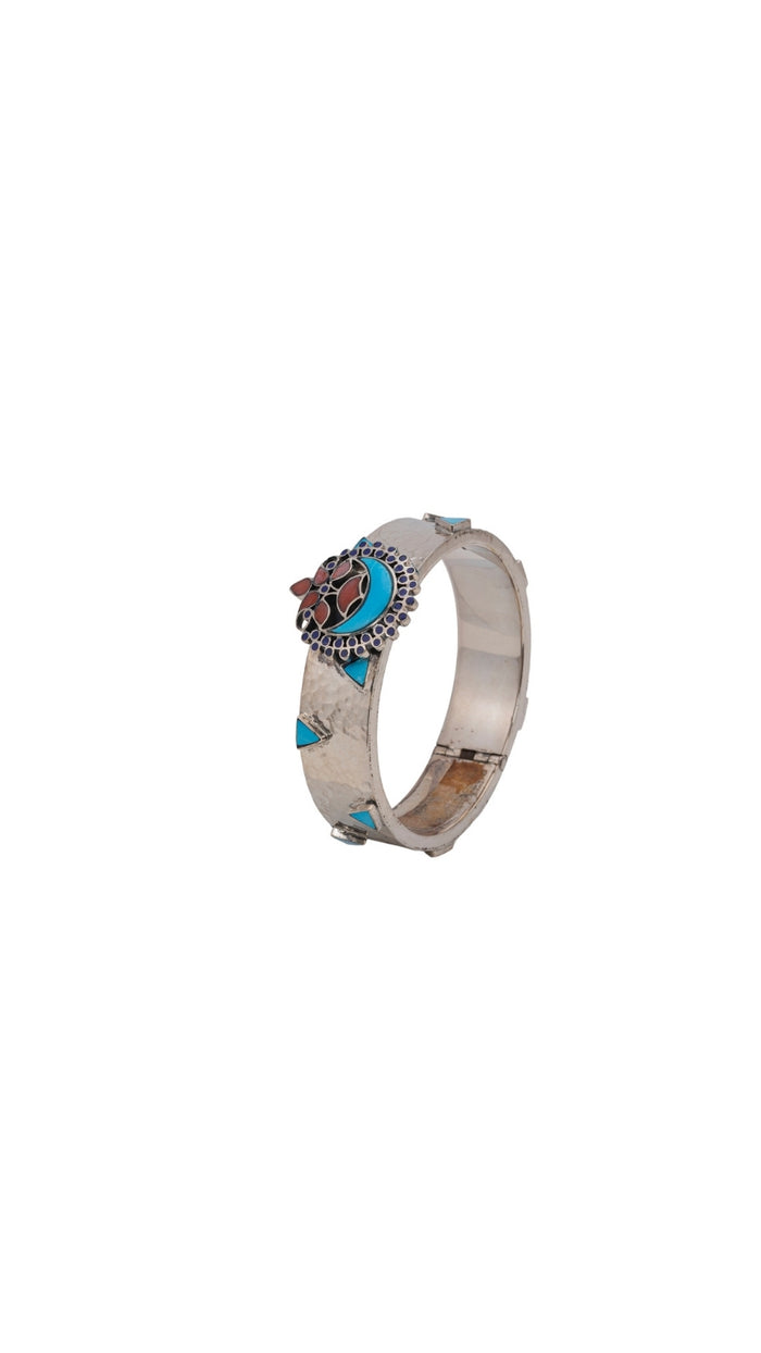 Tribal Enamel 925 Solid Silver Bangle