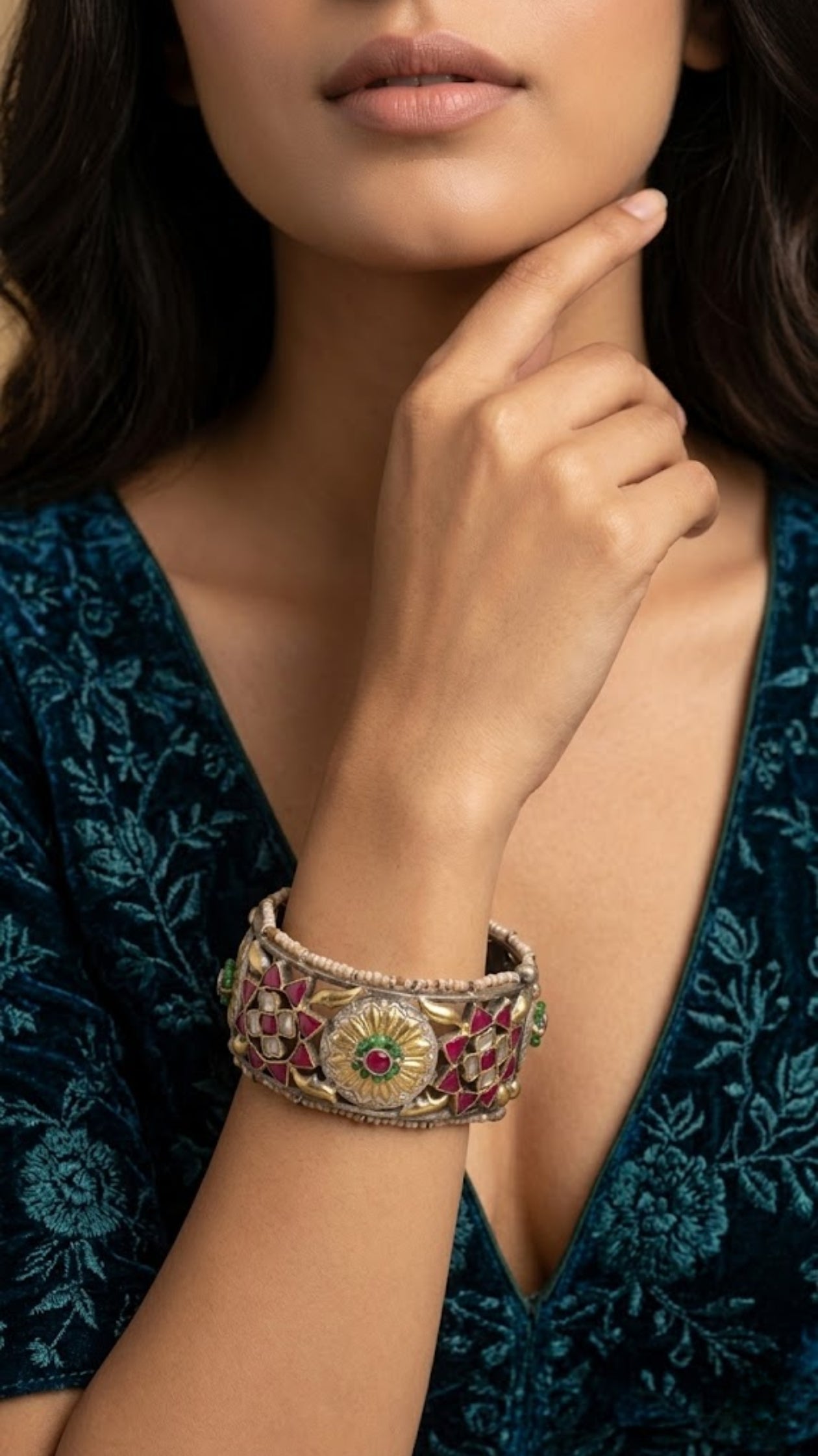 Royal Floral 925 Pure Silver Bangle