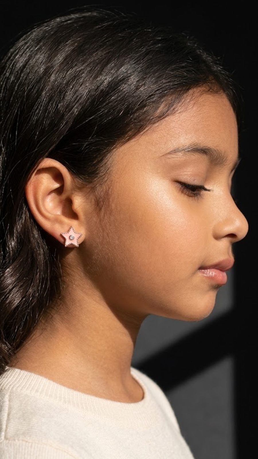 AJB Silver Arte Pink Star Crystal Earrings