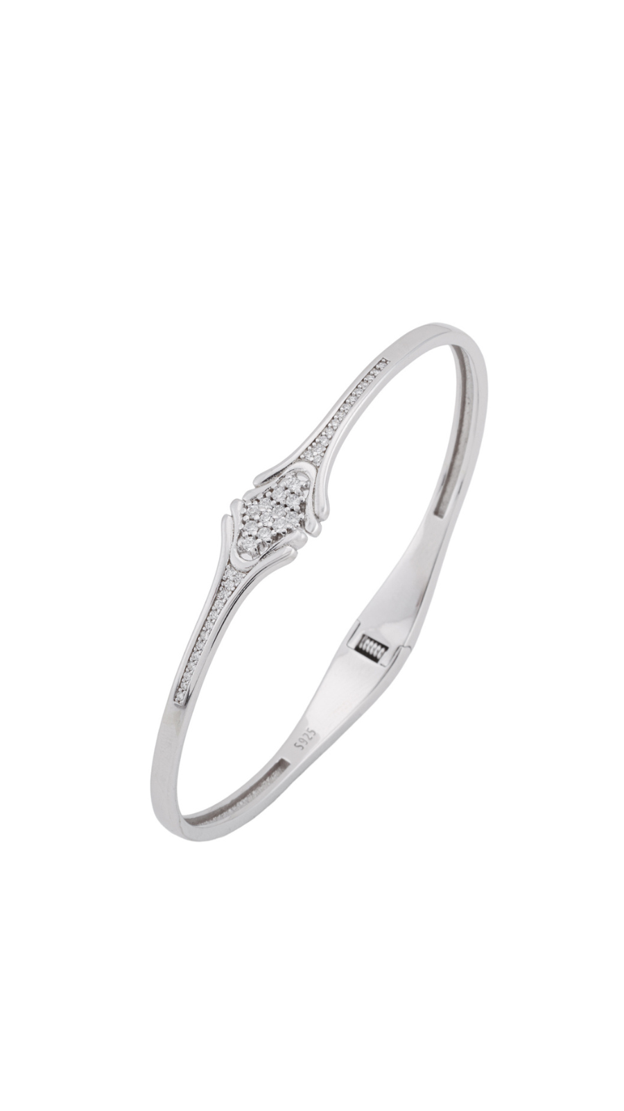 Brilliant CZ Cluster Sterling Silver Bangle