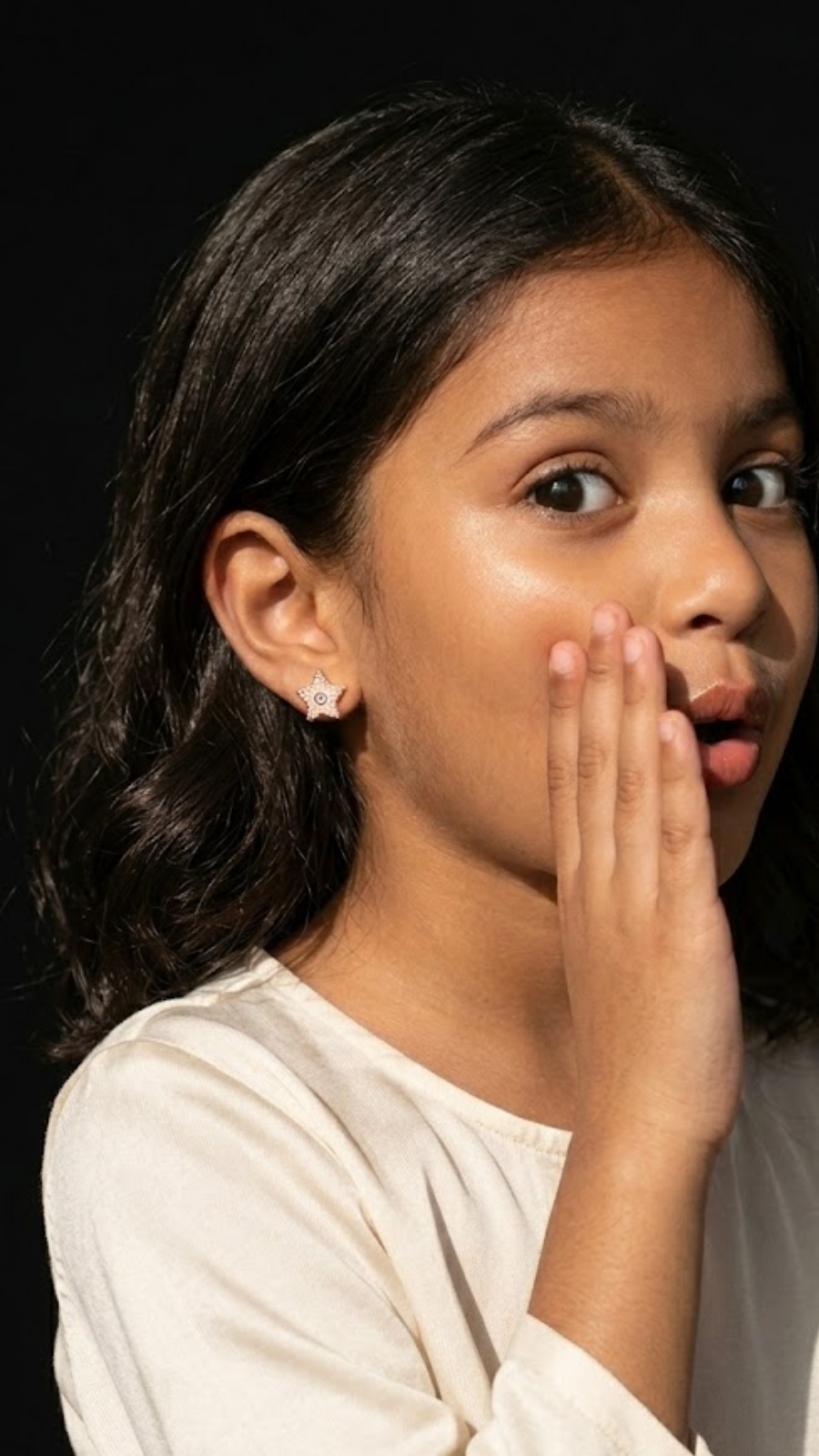 AJB Silver Arte Pink Star Crystal Earrings