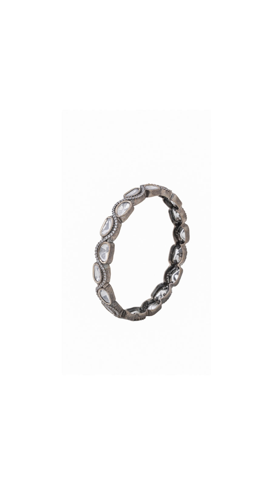 AJB Silver Arte: Polki Style 925 Silver Bangles
