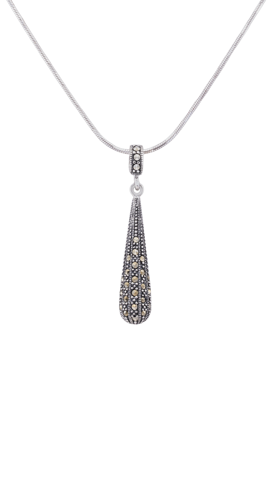 AJB Silver Arte: Shiny Raindrop 925 Silver Pendant with Earrings