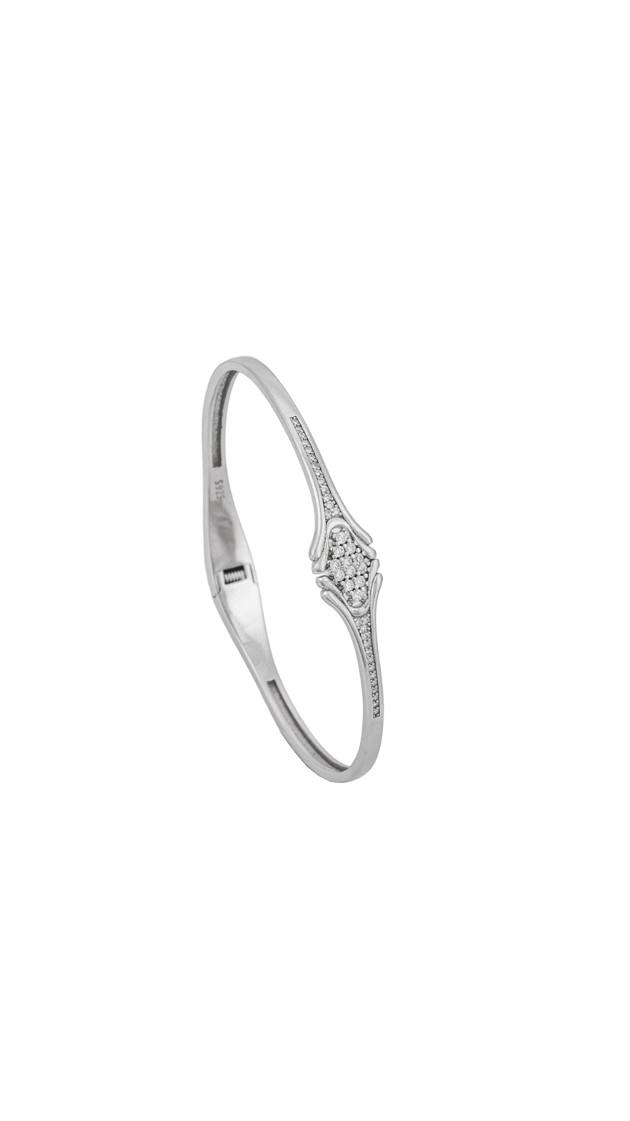 Brilliant CZ Cluster Sterling Silver Bangle