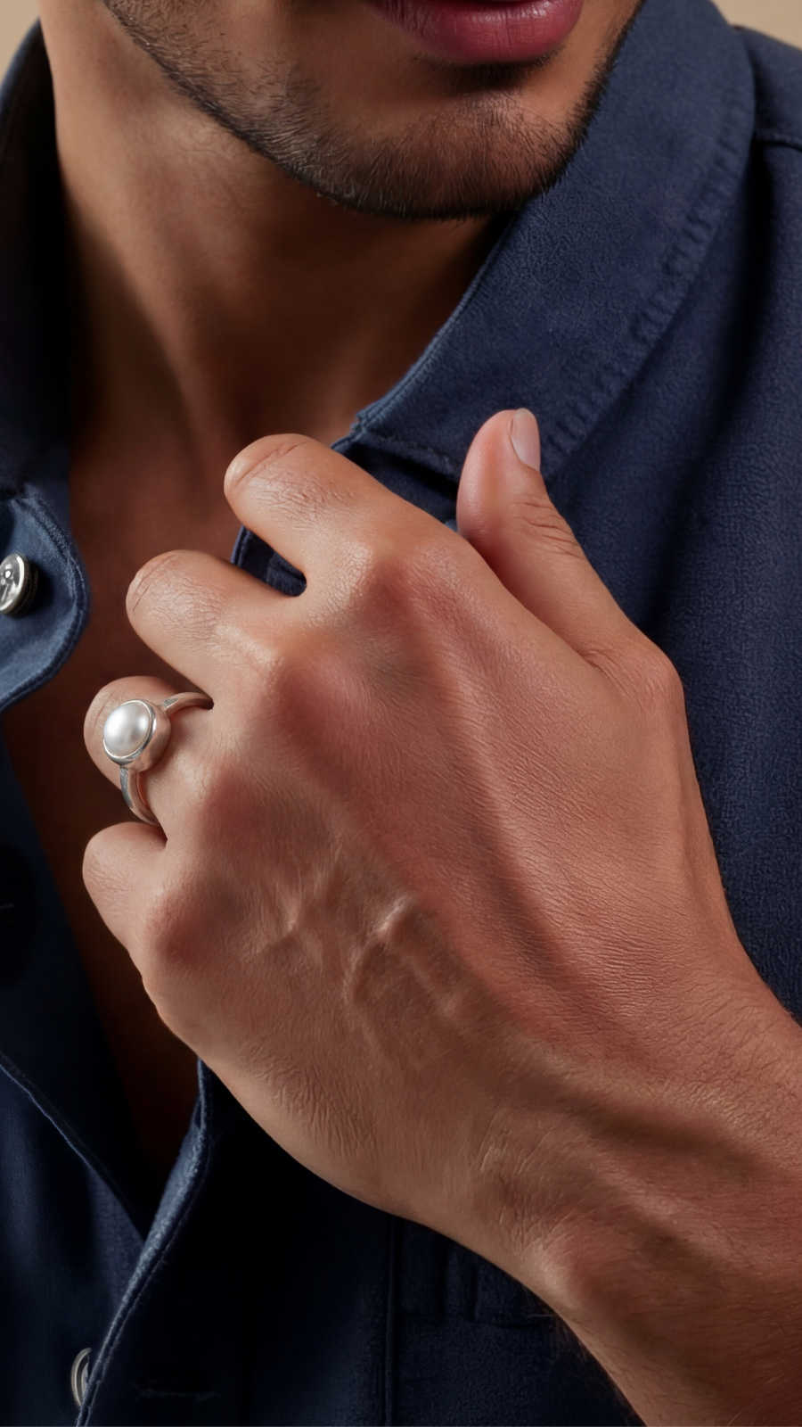 AJB Silver Arte Pearl 925 Silver Ring