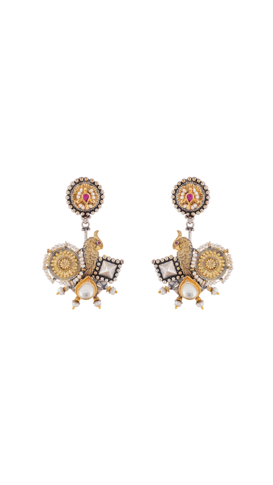 Ornate Peacock Motif Danglers